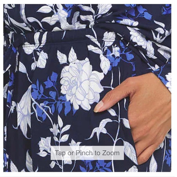 Flora Nikrooz Ladies Notch collar 2 piece Pajama Set, Blue Floral (XXL) - Picture 6 of 7